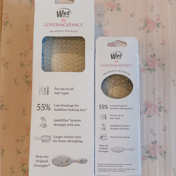 LOVESHACKFANCY X WET BRUSH Everblooming Rosettes Paddle & Mini Detangler NWT